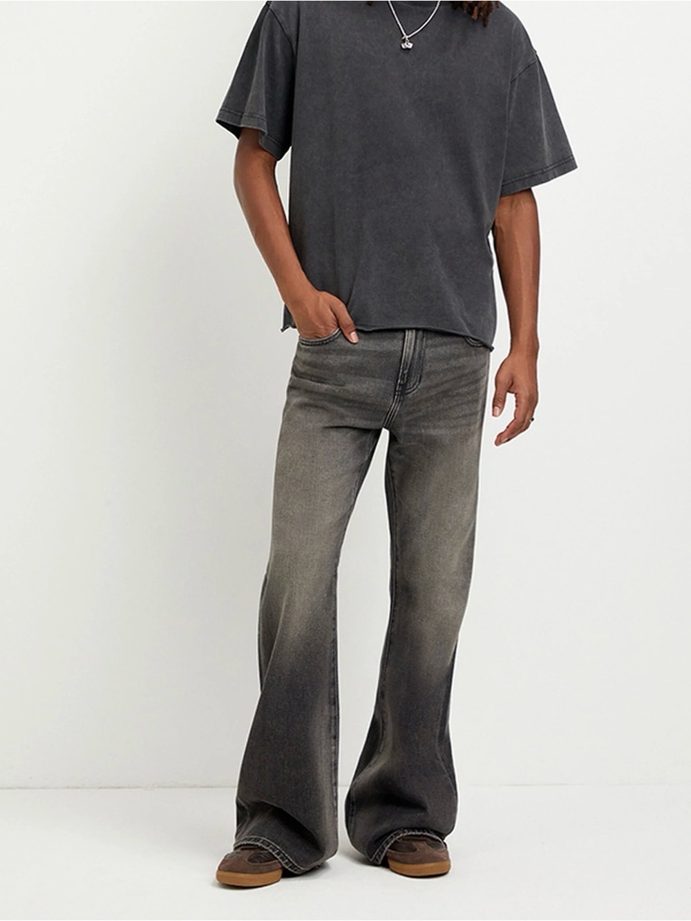PacSun Men's Faded Black Bootcut Jeans
